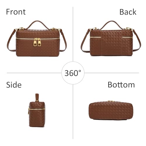 Image of Trendy Shoulder Bags for Women Mini L19 Square Box Satchel Bag Cute PU Leather Crossbody Purse with Adjustable Strap