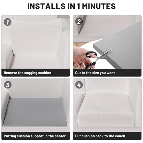 Image of Couch Cushion Support, Sofa Cushion Support for Sagging Couch Seat, Couch Replacement Insert, 24 inchx24 inchx2.4 inch, High Density Foam Furniture Seat Sagging Repair, Trapezoid 40D, Grey Set of 2