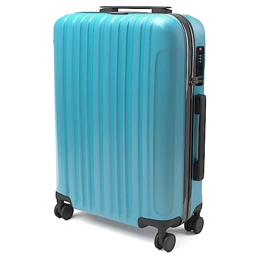 Eglemtek ABS Maleta Equipaje de mano cabina rígida ligera con 4 ruedas, 55cm ,trolley cáscara dura ,color azul claro