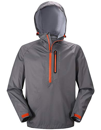 SWISSWELL Men's Rain Jacket Waterproof Windbreaker Lightweight Hooded Raincoat (H-Grey Rain Jacket, Medium)