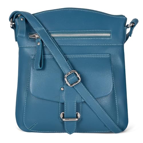Image of Oak Leathers Leather Crossbody Bag For Women With Adjustable Sling Strap - Medium Size Crossover Shoulder Handbag Purse