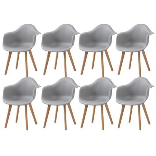 Grandca Home Pack De 8 Sillas De Comedor Sillas De Cocina Nórdicas Con Patas De Madera De Haya, Sillones Modernos Para Salón, Oficina, Dormitorio, Comedor, Gris Grandca Home Pack De 8 Sillas De Comedor Sillas De Cocina Nórdicas Con Patas De Madera De Haya, Sillones Modernos Para Salón, Oficina, Dormitorio, Comedor, Gris