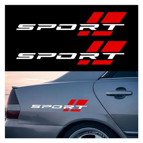 Image of 2PCS Car Sport Letter Logo Vinyl Decal, Exterior Accessories Fit for All Cars Side (White&Red)