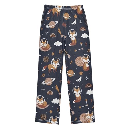 Astronaut Fox Boys Long Pants Soft Trousers Elastic Waist Kids Lounge Bottoms with Pockets S-XL - Main Image