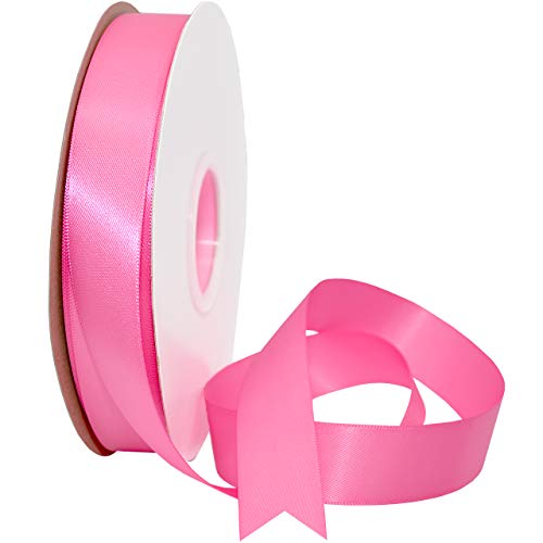 Image of Morex Ribbon 08822 /50-156 Double Face Satin Ribbon, 7 /8 inch x 50 Yd, Hot Pink