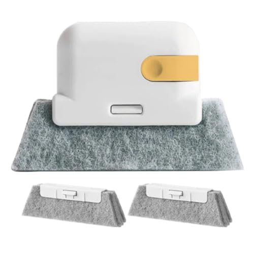 Pqahffowr Cepillo de Limpieza de Ventanas Amarillo, Ranura para AlféIzar de Ventana, Cepillo para Grietas de Gabinete con Cabezal de Repuesto, Herramientas de Limpieza para el Hogar