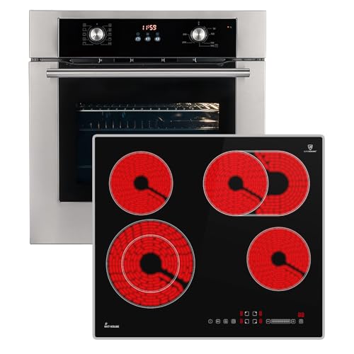 Conjunto: 60cm Horno electrico empotrable BO8810SS + 59cm Placa vitrocermica CH5901AL | Parrilla | Aire caliente | Extracciones telescópicas | Temporizador automático | SET8810CH59AL