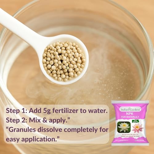 Image of Indian Gardens - NPK for Waterlily Fertilizer | 100% Water Soluble Plant Food | Boosts Flowering & Growth | Ideal for Home, Terrace, Pond & Garden Plants (200 Grams)
