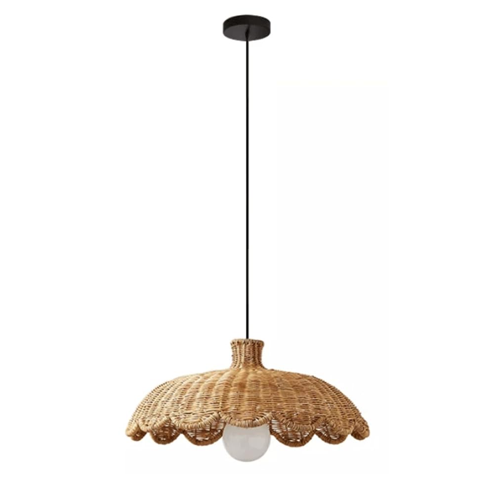 CHUNGYANG Rattan Pendant Light Boho Light Fixture Kitchen Island E26 Base Natural Bamboo Rattan Shade Entryway Foyer Lighting Fixture Handmade Wicker Chandelier Light Fixture for Dining Room Kitchen
