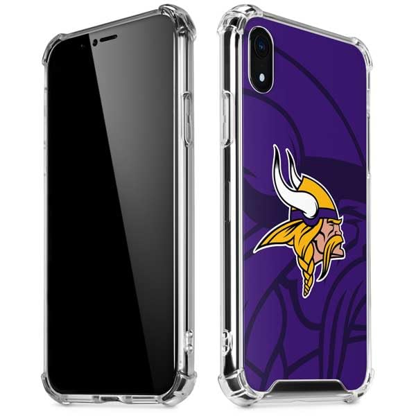 Skinit Clear Phone Case Compatible with iPhone XR - Officially Licensed NFL Minnesota Vikings Double Vision Design