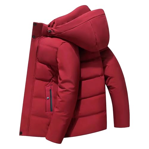 Veste coupe-vent à capuche pour homme rouge XXL manteau thermique
