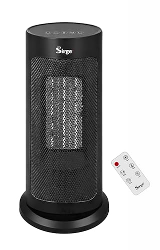 SIRGE Vulcano Calefactor eléctrico 2000W, PTC, con ventilador, convector oscilante, con control remoto y manual, pantalla de temperatura ajustable de 15°C a 40°C, temporizador, doble protección negro