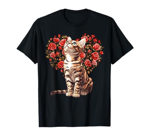 Bengal Cat Valentines Day Floral Heart Design for Cat Lovers