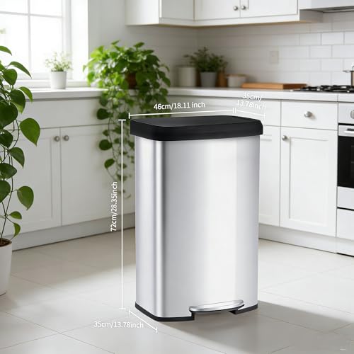 Caneca de basura rectangular de acero inoxidable 80L miniatura 6