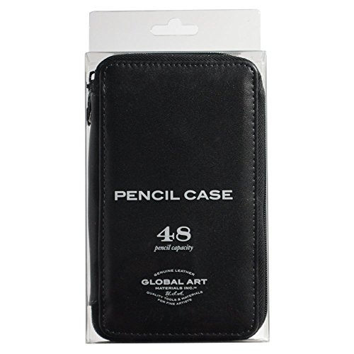 Speedball Leather Pencil Case, 48 Pencil Capacity, Black, Single Unit, for Home Office, School
