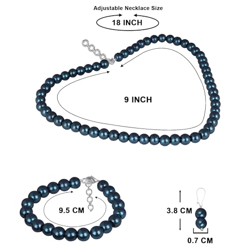 Image of JFL Combo Imitation 6mm Round Pearl Necklace Set Moti Mala Pearl Set With Earrings,Bracelet Handcrafted Jewellery for Less