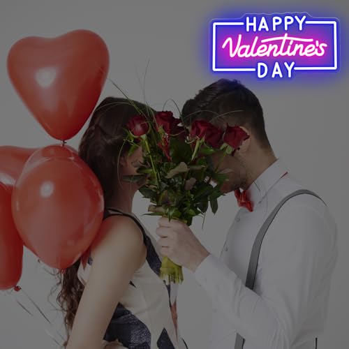 Image of Happy Valentine's Day Neon Sign, Proposal LED Light, Valentines Day Gift, Romantic Home Wall Decor Room Decoration, 16.5 inchx8.5 inch