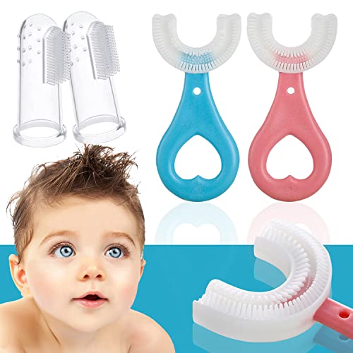 6 Pcs Brosse à Dent Enfant en Forme de U pour Enfant et Bébé avec Tête en Silicone, Masse les Gencives et Fournit un 360° Nettoyage Complet Manuel (2-6 ans (offre spéciale))