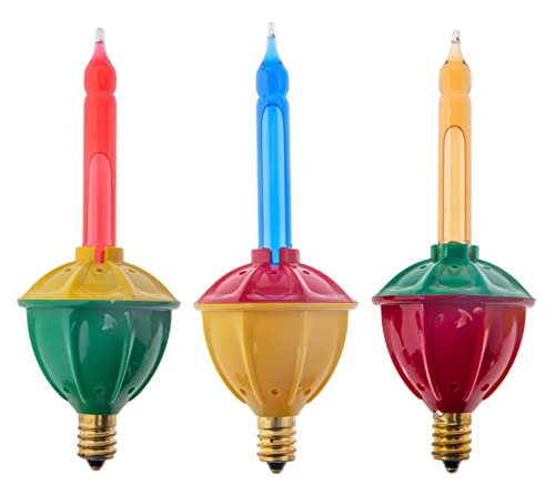 Creative Hobbies Replacement Bubble Light Bulbs - Vintage Multi Color Fluid Bubbling Holiday Lights C7 E12 Candelabra | 3 Pack