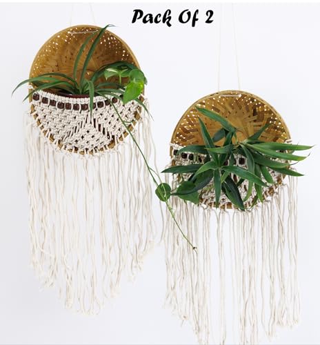 PLANTORI Set of 2 Hanging Planters for Living Room | Indoor Plant Pots and Planters for Home | Beautiful Flower Pots | Hanging Basket Diameter - 9 inches