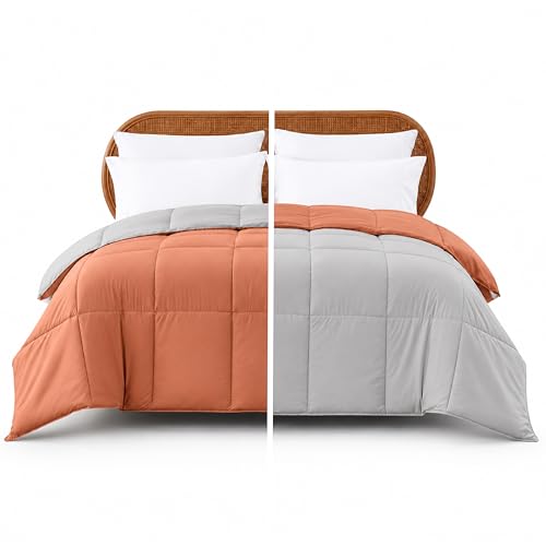 Image of Modern Threads Down Alternative Reversible Comforter Orange Rust /Beige Queen