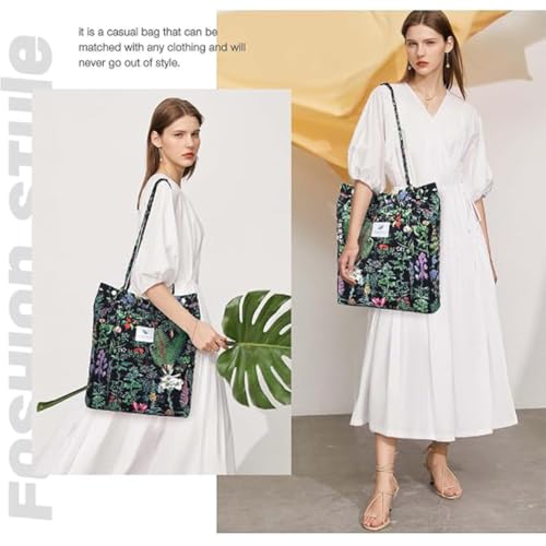 Image of Lyrovo Women Corduroy Shoulder Tote Bag for Work Beach Travel and Shopping Grocery