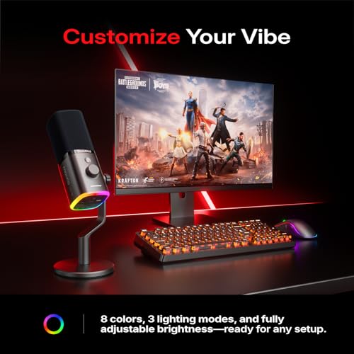 Image of MAONO PD100W Wireless Dynamic Desktop Microphone for iPhone, Android & PC | USB-C & Lightning Receivers, Noise Reduction, RGB Lighting, Plug & Play for Podcasting,Gaming, Streaming and Content Creation