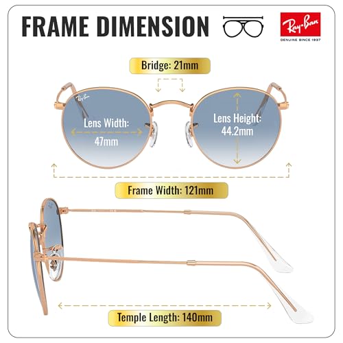 Image of Ray-Ban RB3447 ROUND METAL Round Shaped Sunglasses for Men with Official RAYBAN Eyewear Kit