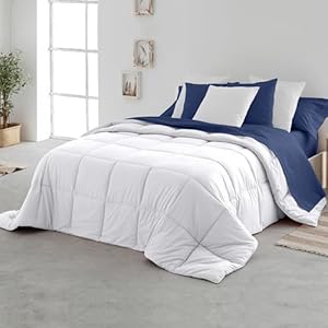 SomniHome Couette Rembourrage Nordique Toucher Plume Microfiber et Fibre Creuse. Blanc Matelassé à Carreaux 1 Personne. Doux Confortable Légere 400 g. Simple 180 x 220 cm Lit 100/105 cm
