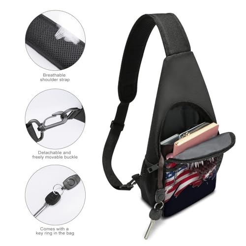 Mochila bandolera ligera para senderismo con águila y bandera USA miniatura 4