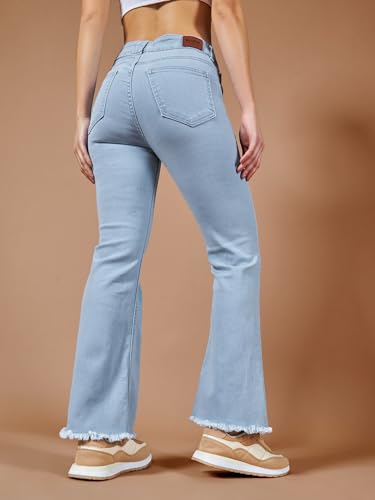 Image of Dolce Crudo Boot Cut High Rise Cropped Jeans for Women