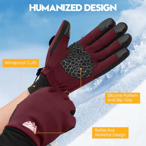 Image of Bruvoalon Winter Gloves for Women & Men, 3M Thermal Insulation, Lycra Fabric, Touchscreen, Anti-Slip