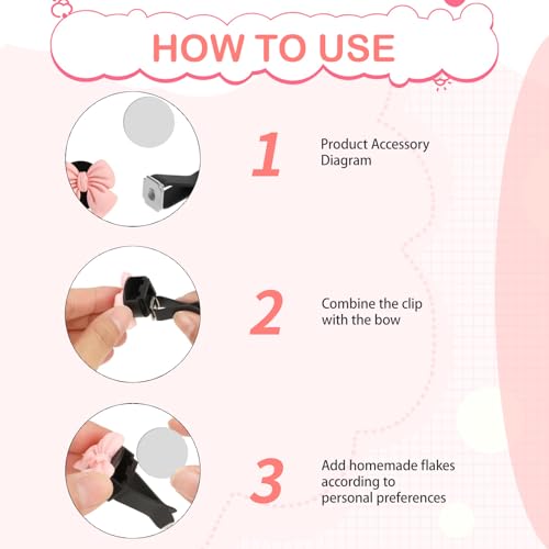 Image of 7 Pcs Pink Cute Bow Stuff Car Vent Clips, Bow Girly Women Car Accessories Decor (Not Contain Air Freshener)