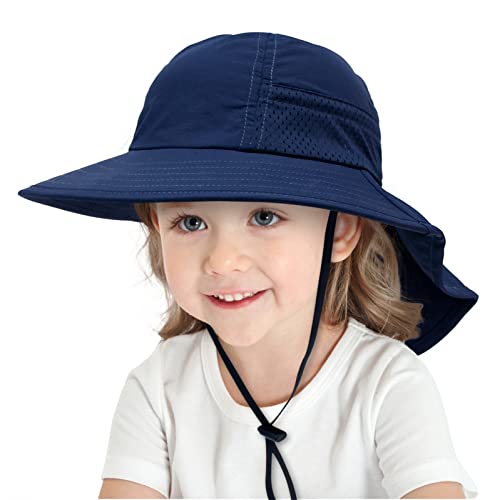 Betadog Kids Sun Hat with Neck Flap Summer Toddler Beach Hat Unisex Ponytail Hats Beach Cap Baby Sun Hats