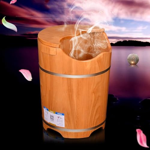 Tina de baño para pies de madera de roble con tapa aislante