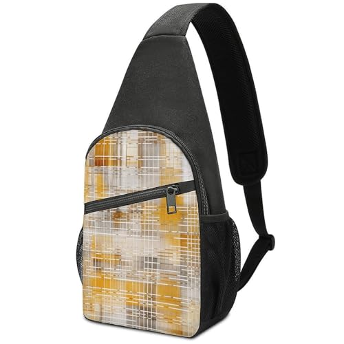 Bolso tipo bandolera pequeño unisex taupe y amarillo