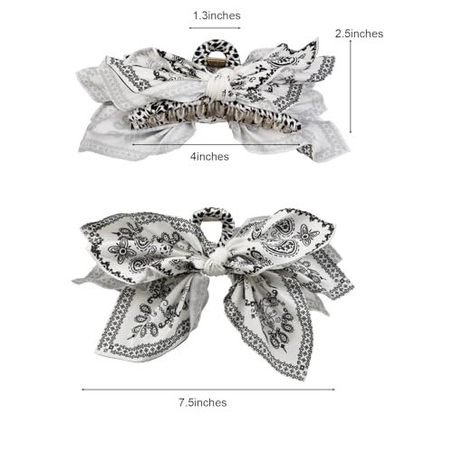 Tebiekoy Boho Bandana Hair Claw Clips For Women, 2 Pcs Extra Large Claw Clips For Thick Hair Paisley Hair Clip Bow Knot Adorable Hair Claws Non-Slip Fashion Hair Accessories Gift For Women Teen Girls thumb #6