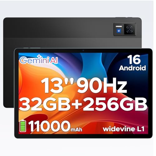 DOOGEE U13 FHD+ Tablet 13 Pollici Android 16, 32GB RAM+256GB ROM(TF 2TB) 11000mAh 18W, 2.2GHz UNISOC T7280 Octa-Core Gaming Tablet, 90Hz Widevine L1/13MP/BT 5.0/5Ghz WiFi/GPS/4 Altoparlanti
