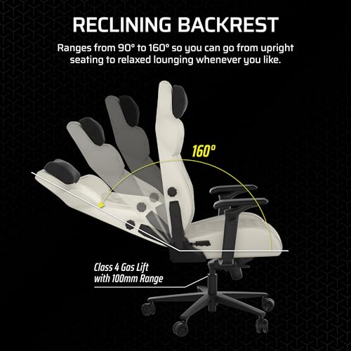 CORSAIR TC500 LUXE Sedia Gaming – Tessuto Traspirante di Alta Qualità – Ampia Seduta – Braccioli Regolabili in Cinque Direzioni – Supporto Lombare Regolabile – Inclinazione di 90-160 Gradi – Ghiaccio - Sedia gaming - Immagine 6