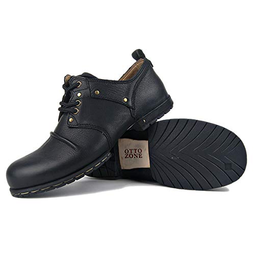 Image of OSSTONE Moto Boots for Men Fashion lace-up Leather Chukka Boots Casual Shoes OS-6015-1-RED-BROWN-R