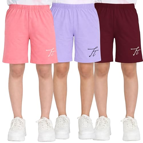 Image of TotzTouch Shorts for Kids Girls Pack of 3 | Summer Cotton Shorts| Kids Casual Cycling Shorts