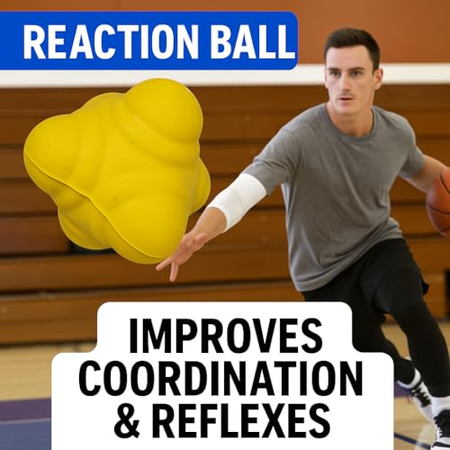 Image of Nextage Rubber Reaction Ball - High Bounce Reflex Sports Training Equipment, Agility Speed Hand Eye Coordination, Bouncing Multi Directional Reaction Ball for Cricket Boxing Badminton Tennis