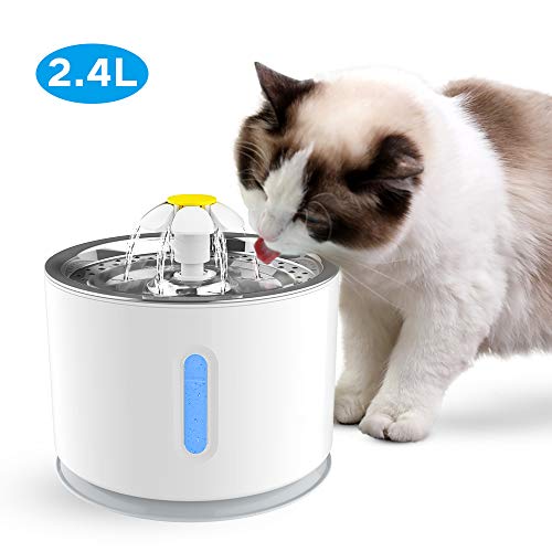 Vcloo Pet Watering Fountain, Automatic Water Dispenser for Cats and Dogs, Circulating Filtration