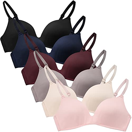 Aivtalk Training Bras for Big Girls Wireless Padded Cami Bralettes Lightweight Sports Vest Bra for Teens 6 Pack Preteen Bras