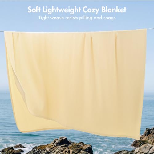 Image of Madison Park 100% Egyptian Cotton King Bed Blanket for Summer, Yellow | Cozy Soft Breathable Durable, Micro Herringbone Weave Casual, Lightweight Knit All Season Throw for Bed Couch, Sofa, OEKO TEX