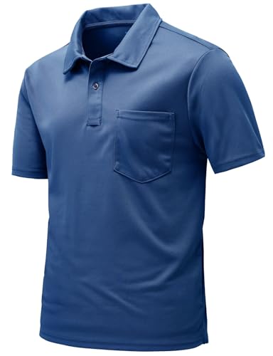 Image of Rdruko Men's Polo Shirts Short Sleeve Quick Dry Outdoor Golf Sports Shirts with Pocket