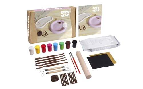 Kit poterie adulte argile sèche à l'air outils loisirs créatifs débutant LET'S CLAY