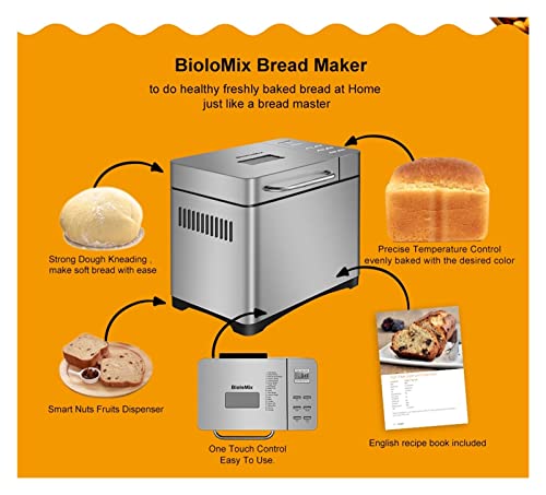 Breadmaking Stainless Steel Automatic Bread Making Machine 650W Programmable Bread Making Machine With 3 Bread Size Fruit Nut Dispensers (Size : Au) #TOP1