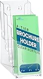 1InTheOffice 4-Tier Brochure Holder, Plastic Literature Brochure Size Stand, Wall Mount or Counter Top Use Clear Acrylic 4
