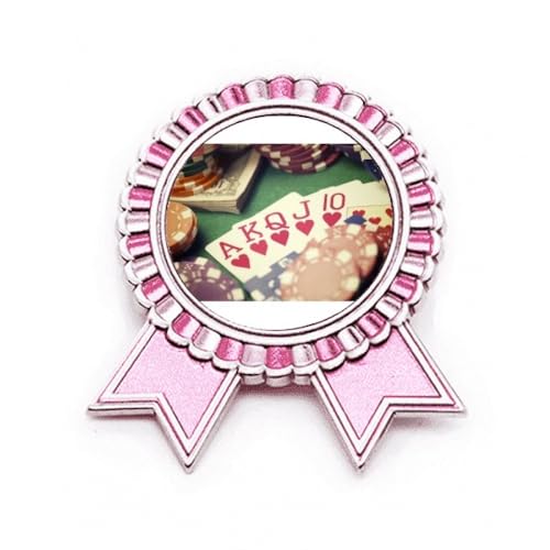 Broche cœur rose poker en métal M idéale pour vos soirées casino entre amis